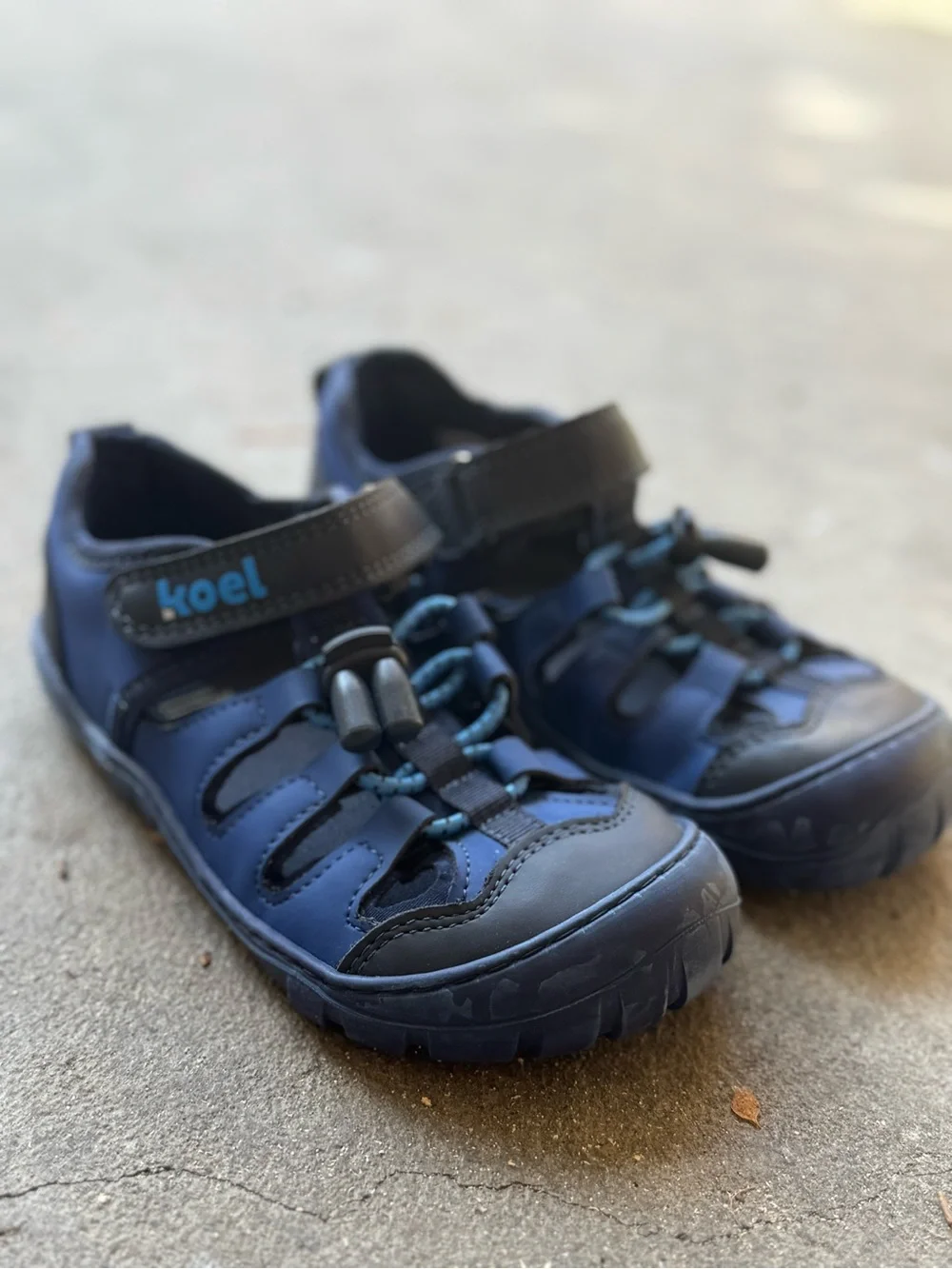Koel Kids Navy Blue Closed-Toe Sport Sandals with Hook-and-Loop Strap